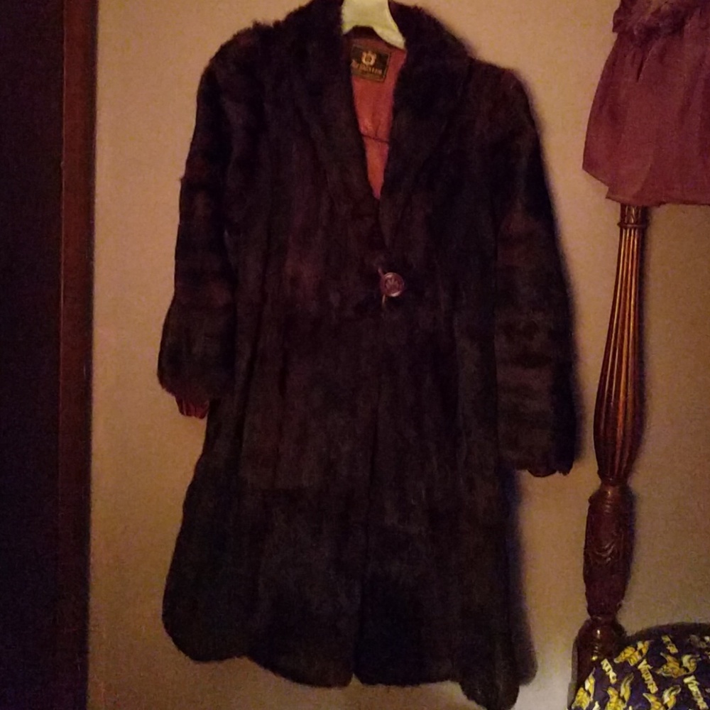 Vintage muskrat 3/4 length fur coat